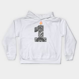 Zentangle 1st Birthday Candle Kids Hoodie